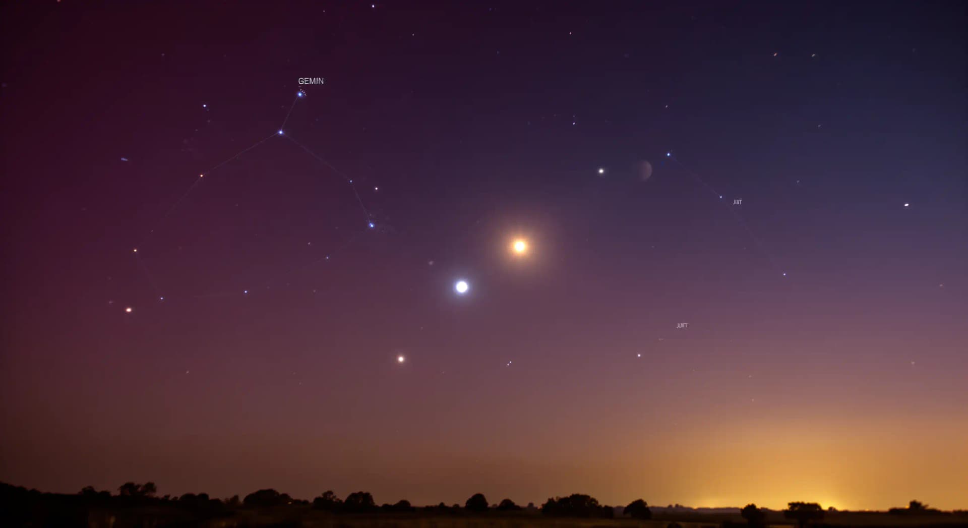 Vénus-Jupiter à 1,6° Gémeaux : conjonction 9 juin 2026